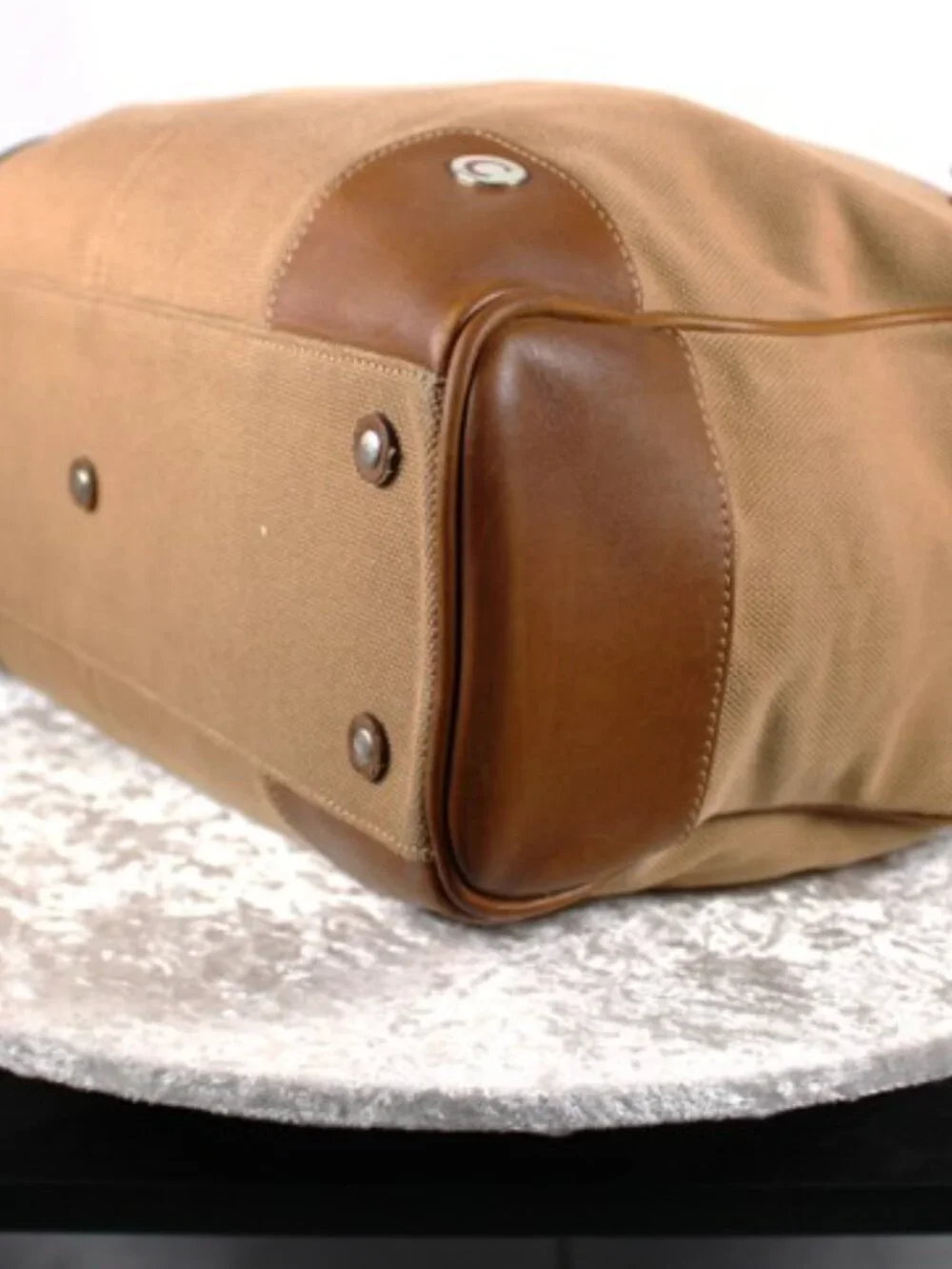 Vintage Coach 5775 Large Canvas Leather Tote Tan Brown Buckle Shoulder Bag